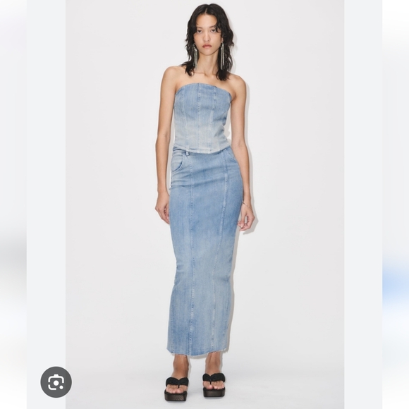 Zara denim midi skirt blue Size XS S M XL - Picture 14 of 17